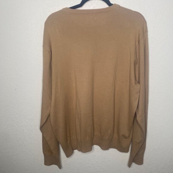 Michael Kors V-Neck Sweater Mens  XL Tan Cotton Blend Long Sleeve Pullover - Picture 3 of 8